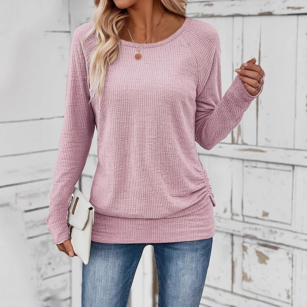 Camiseta de cuello redondo de manga larga casual para hombre - Estilo y comodidad diaria