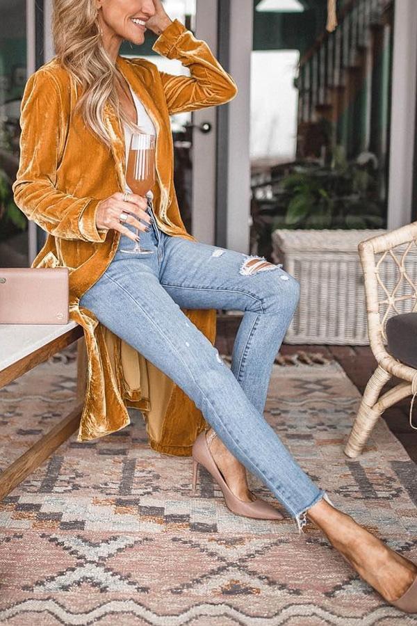 Abrigo Kimono de Terciopelo Elegante