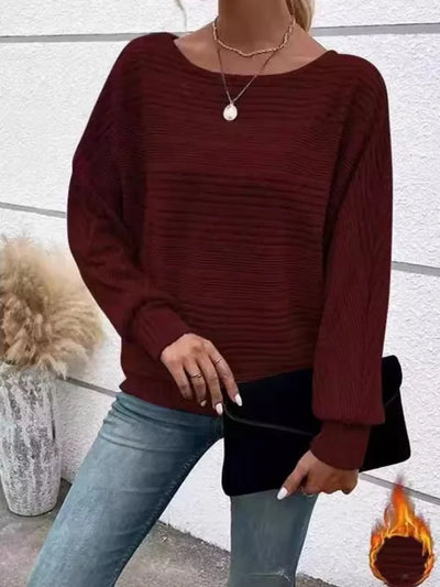 Camiseta vintage de cuello redondo y mangas largas – Moda casual chic