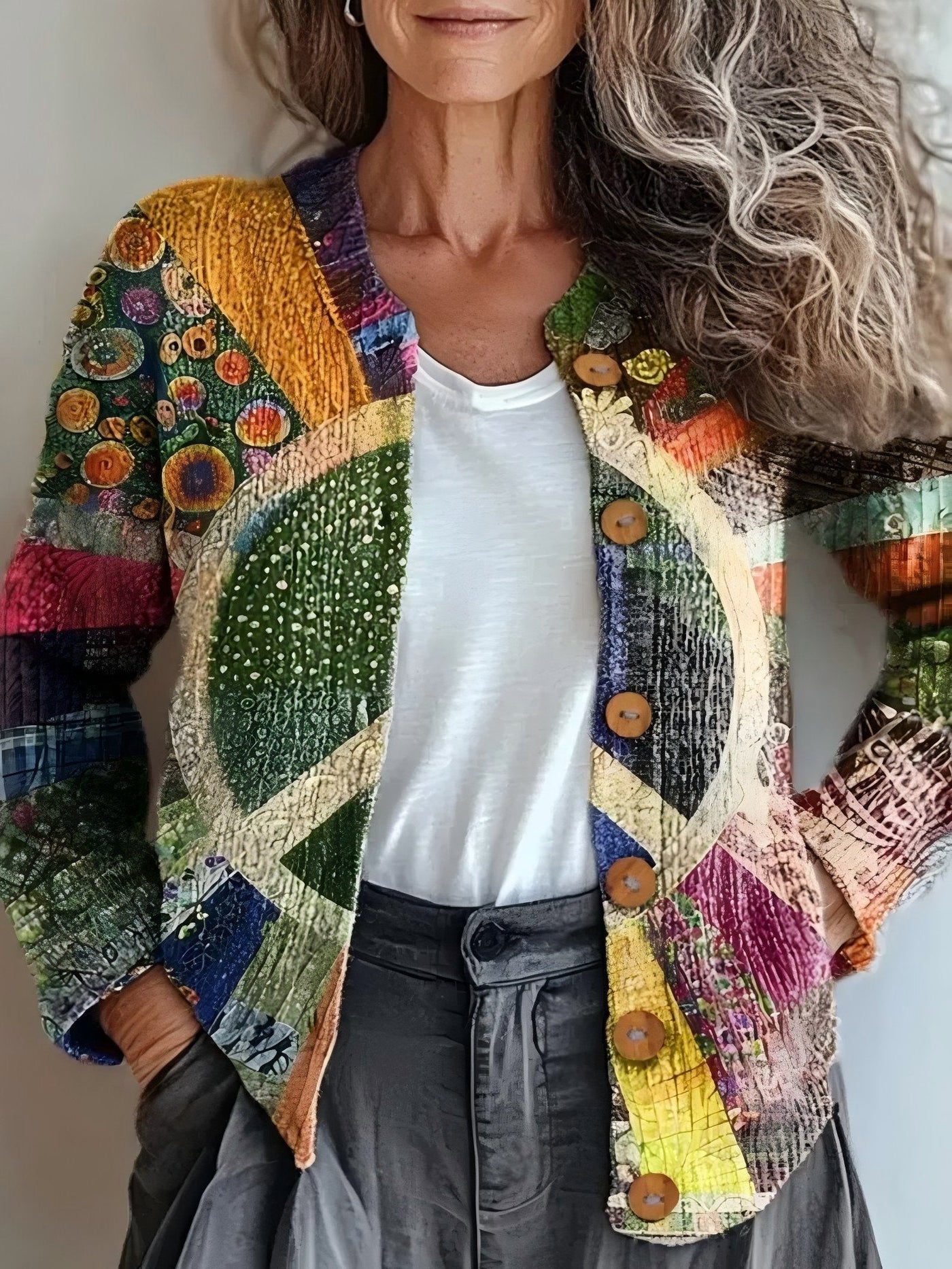 Cárdigan Mujer Tejido Impreso 3D Casual Chic