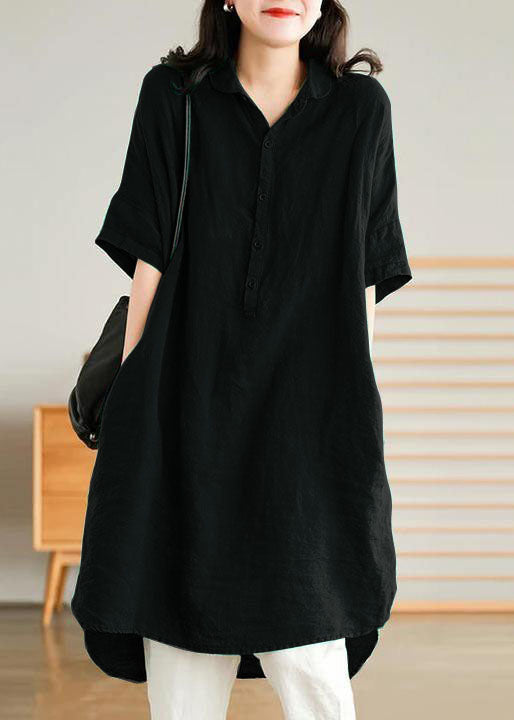 Vestido camisa lino casual mujer