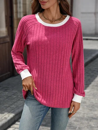 Camiseta Mujer Bloque de Colores - Manga Larga y Confort