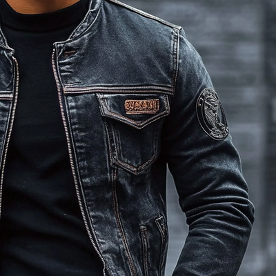 Chaqueta de Jeans Vintage Hombre Slim Fit – Moda con Cuello de Béisbol