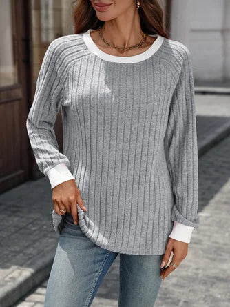 Camiseta Mujer Bloque de Colores - Manga Larga y Confort