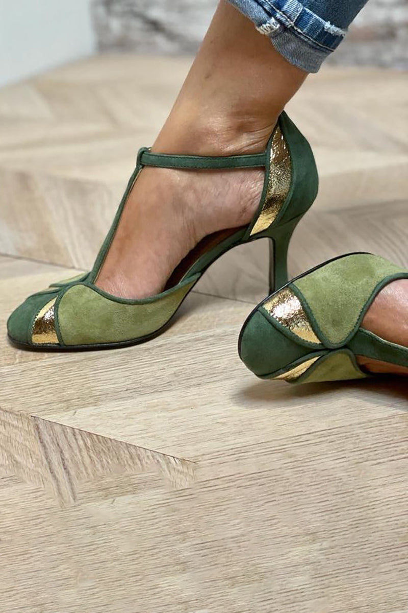 Tacones Verdes Elegantes Patchwork