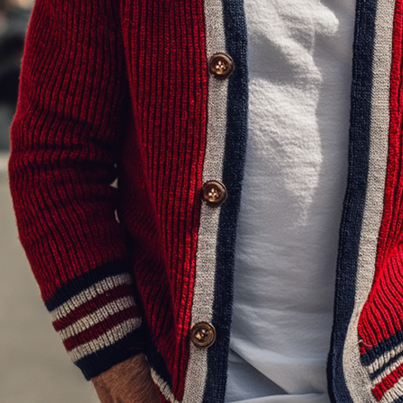 Cardigan Rayado Retro para Hombre – Estilo y Comodidad Reunidos