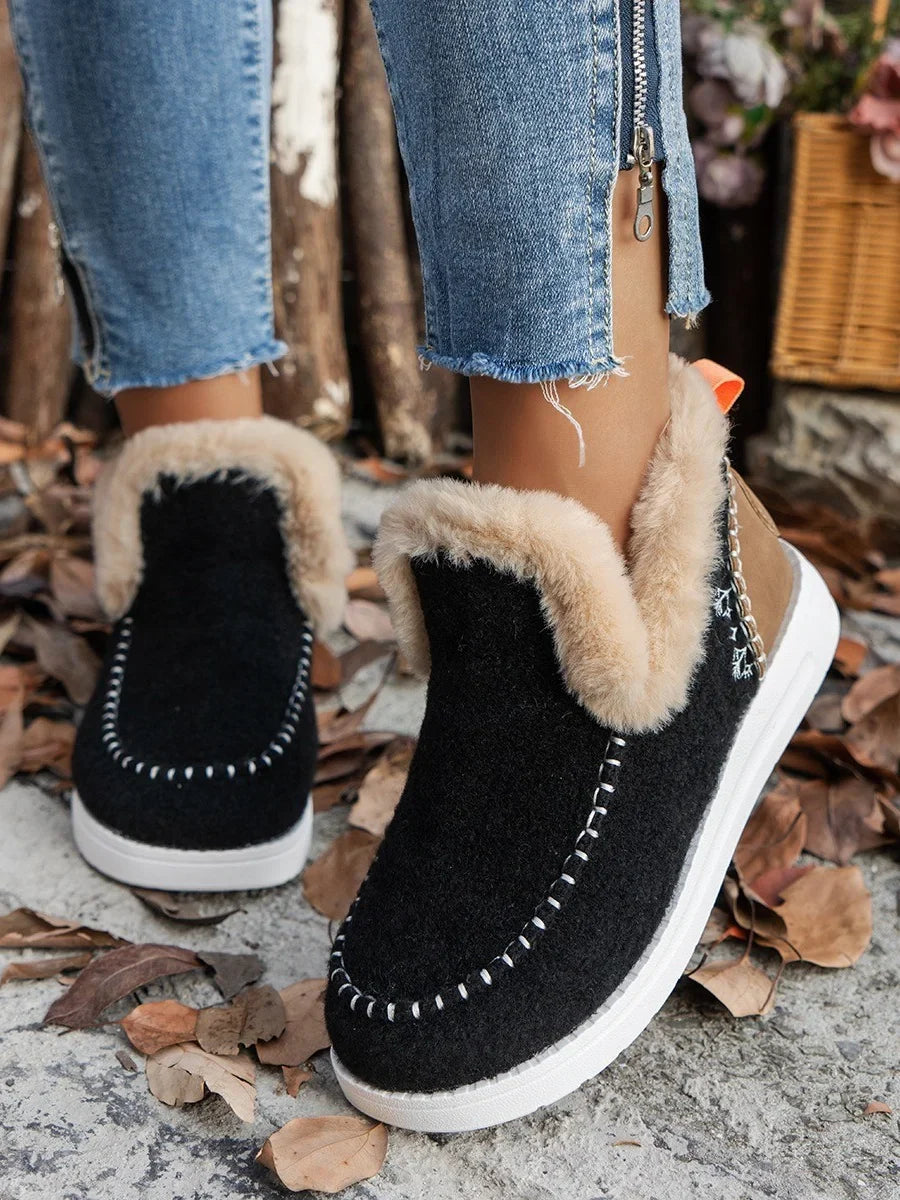 Botas de nieve cómodas para mujer - Calientes y fáciles de poner