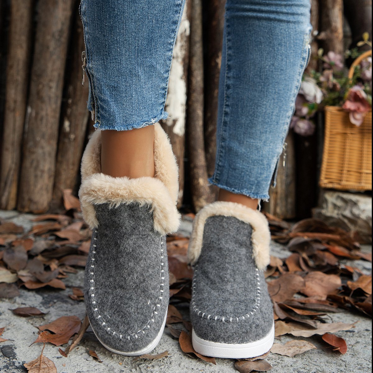 Botas de nieve cómodas para mujer - Calientes y fáciles de poner