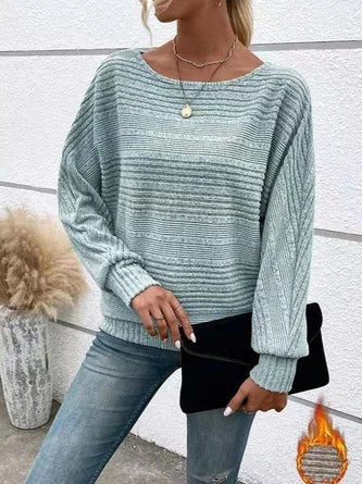 Camiseta vintage de cuello redondo y mangas largas – Moda casual chic