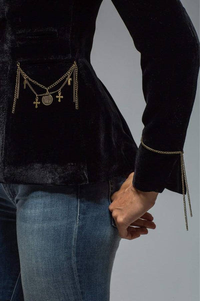 Blazer de Mujer de Terciopelo Dorado Vintage – Estilo Chic y Confort