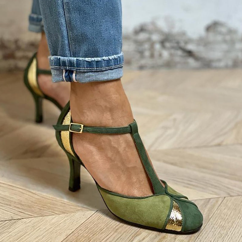 Tacones Verdes Elegantes Patchwork