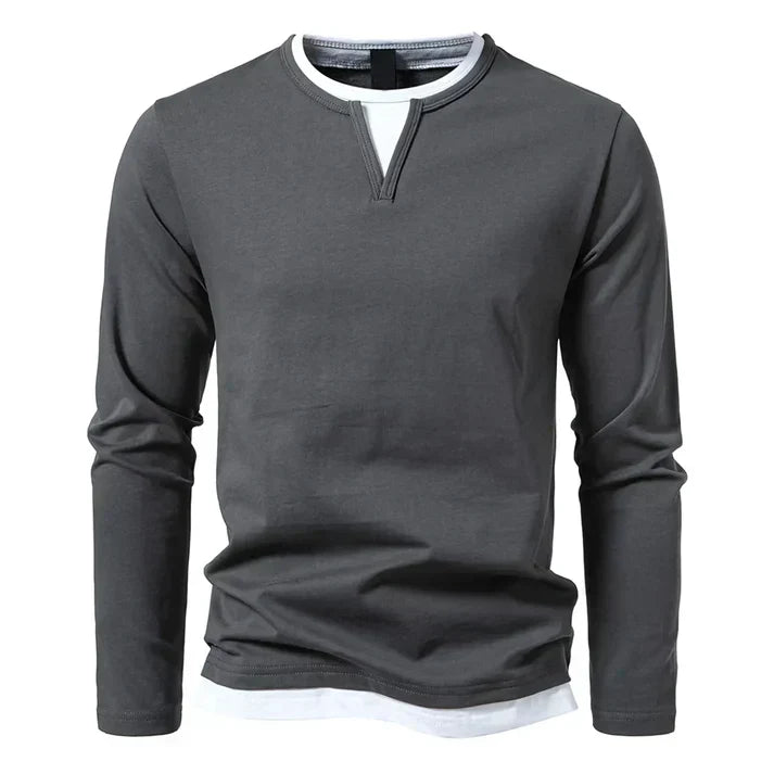 Camisa de algodón de manga larga casual