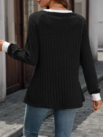 Camiseta Mujer Bloque de Colores - Manga Larga y Confort