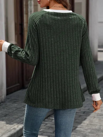 Camiseta Mujer Bloque de Colores - Manga Larga y Confort