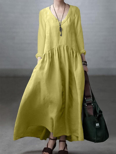 Vestido suelto algodón y lino