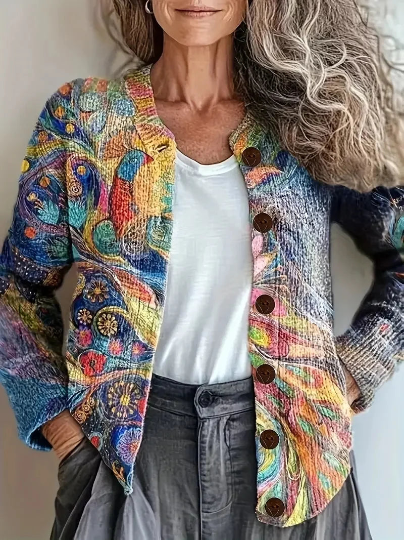 Cárdigan Mujer Tejido Impreso 3D Casual Chic