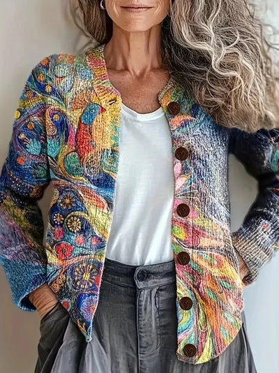 Cárdigan Mujer Tejido Impreso 3D Casual Chic
