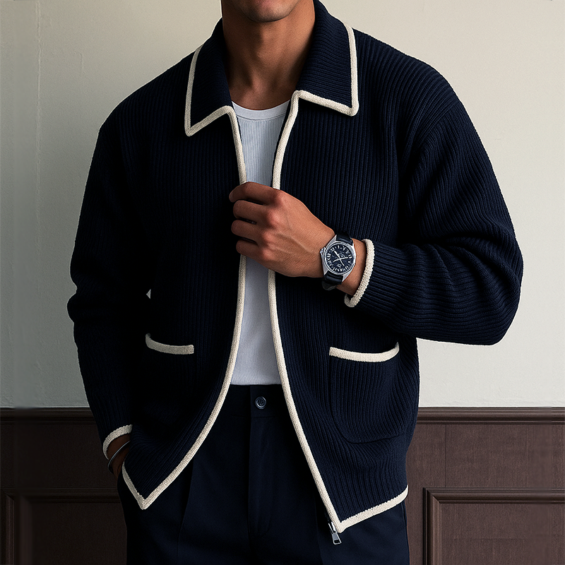 Chaleco de punto con cremallera para hombre retro - Confort y estilo elegante