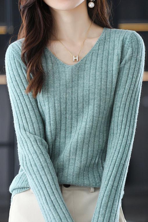 Camiseta térmica mujer cuello en V – Top de punto elástico - Moda invierno chic