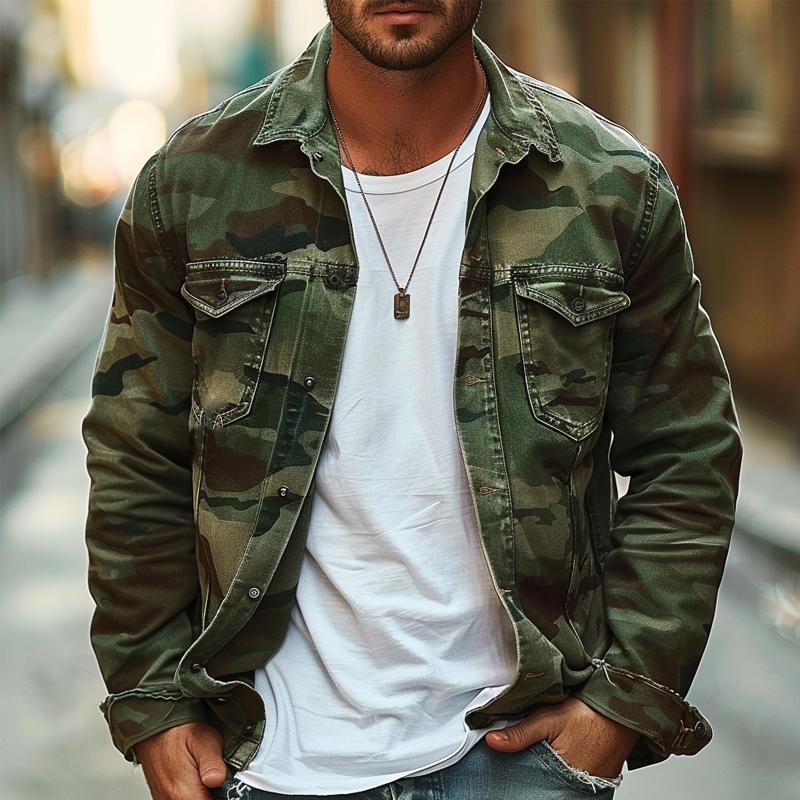 Chaqueta de Hombre Camuflaje Retro en Lona – Estilo Auténtico y Duradero