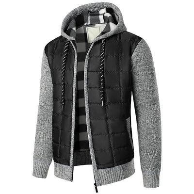 Chaqueta de Capucha Patchwork Polar para Hombre - Estilo Cálido y Casual
